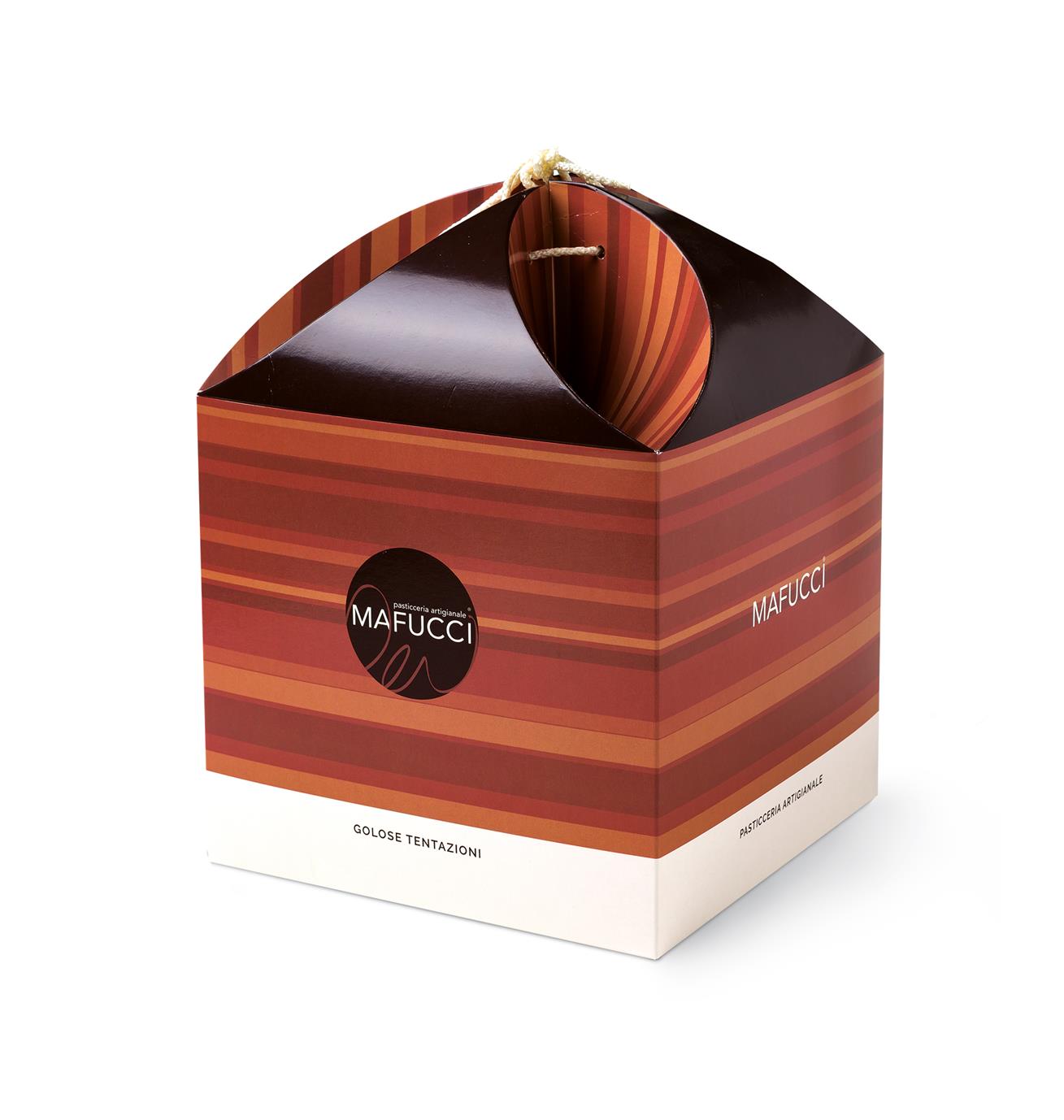 Panettone"Mafucci"with Chocolate Cream in"Corolla"Brown box