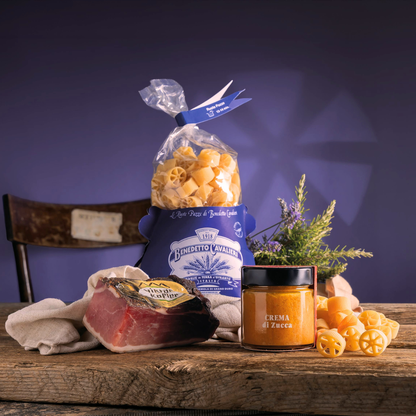 Cesto di Natale "Don Chisciotte" - Ruote Pazze con Zucca cremosa e Speck - Box Ricetta