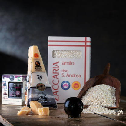 Cesto di Natale "Perla" - Risotto al Parmigiano con scaglie di Balsamico - Box ricetta