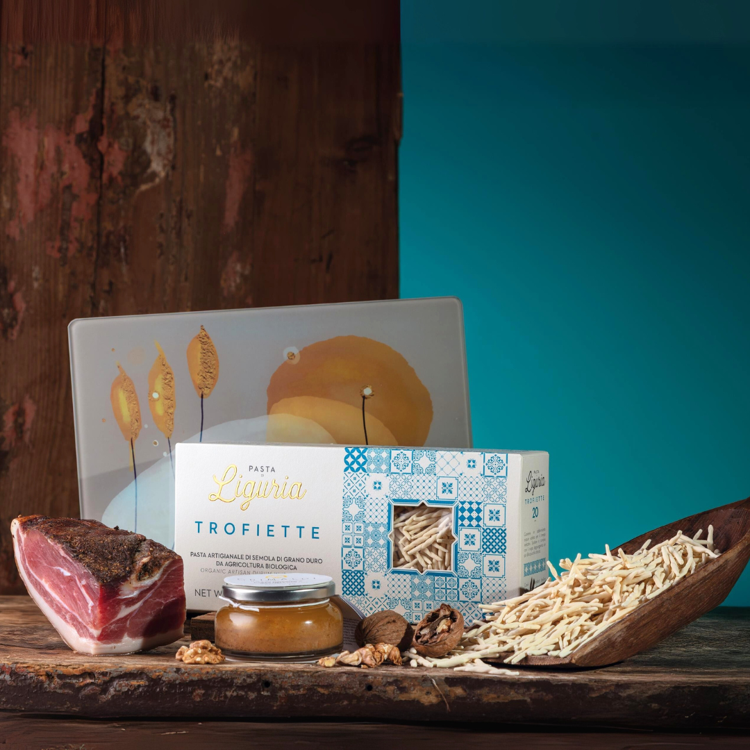 Christmas basket "Flavours of Autumn" - Trofiette with walnut cream and crispy speck - Recipe box