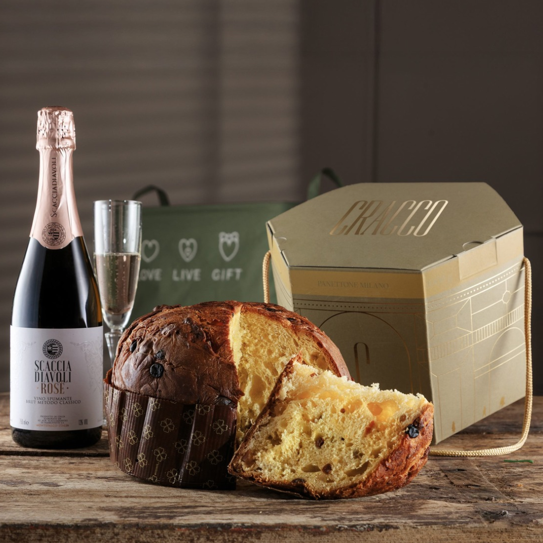 Cesto di Natale "...Una favola" - Panettone Milanese Classico "Cracco" e Spumante Brut Rosé Metodo Classico