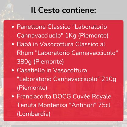 Cesto di Natale "Partenope" - Panettone, Babà e Casatiello Laboratorio Cannavacciuolo e Franciacorta Antinori
