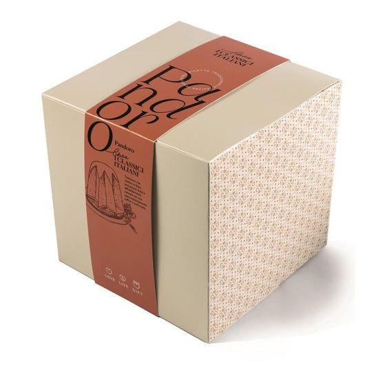 Pandoro classico ricetta artigianale in astuccio "Love Live Gift" con fascia 750g