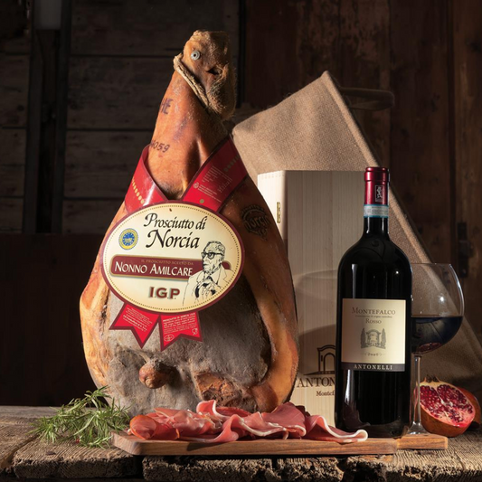 "Norcia" Christmas hamper - Norcia PGI ham and organic Montefalco Rosso DOC