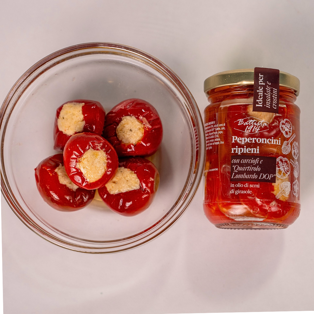 Mit Quartirolo Lombardo DOP Arrigoni gefüllte Chilischoten 140g