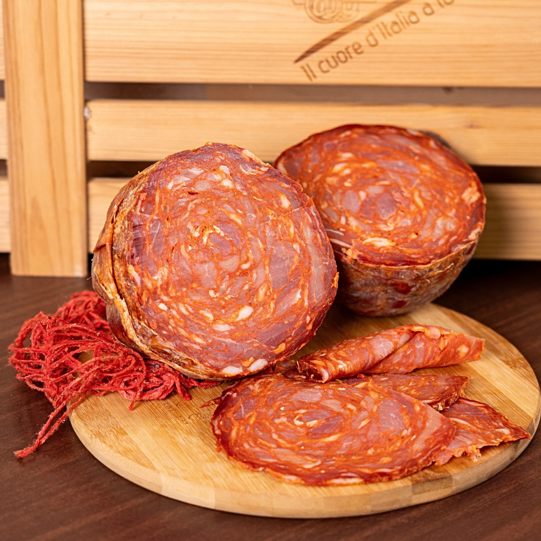 Abruzzese Ventricina Salame dans l'ensemble de la vessie à billes "Tavola Italia" 1,2 kg