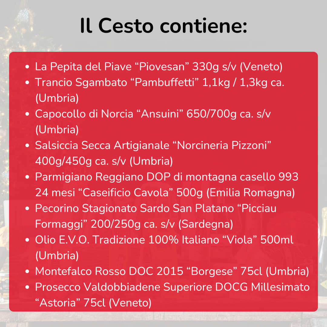 Cesto di Natale "Arca del Gusto" - 9 prodotti Tipici | Selezione Salumi e Formaggi