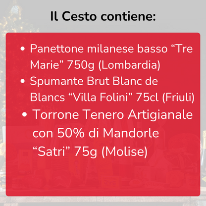 Cesto di Natale "Calar del sole" - Panettone, Spumante e Torrone