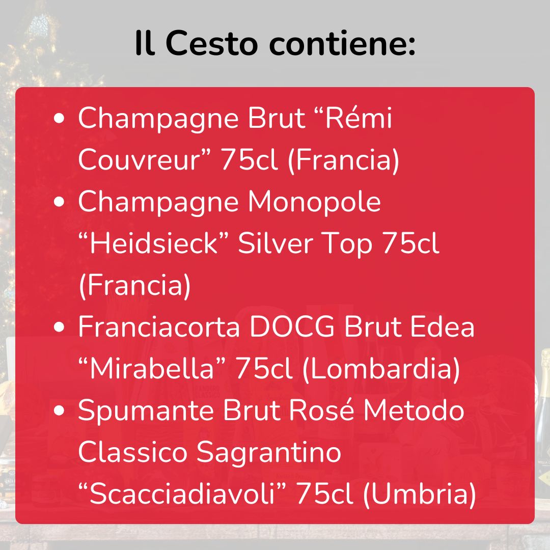 Cesto di Natale vini "Last Christmas" - 4 bottiglie Bollicine