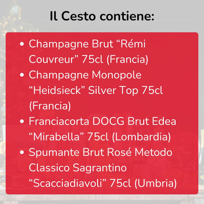 Cesto di Natale vini "Last Christmas" - 4 bottiglie Bollicine