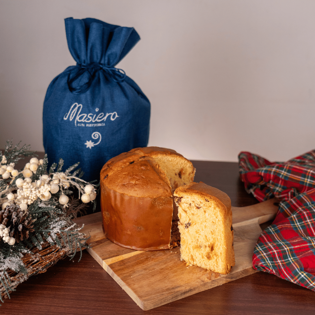 Traditional Panettone"Masiero"Jute bag handcrafted recipe