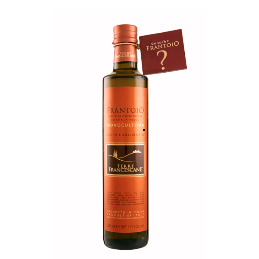 Olio E.V.O. Monovarietale Frantoio "Terre Francescane" 500ml in bottiglia