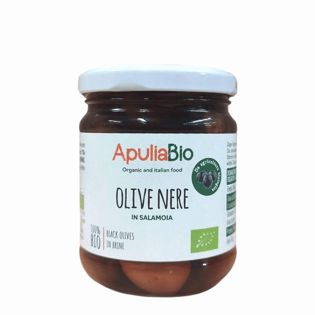 Black olives in organic brine 