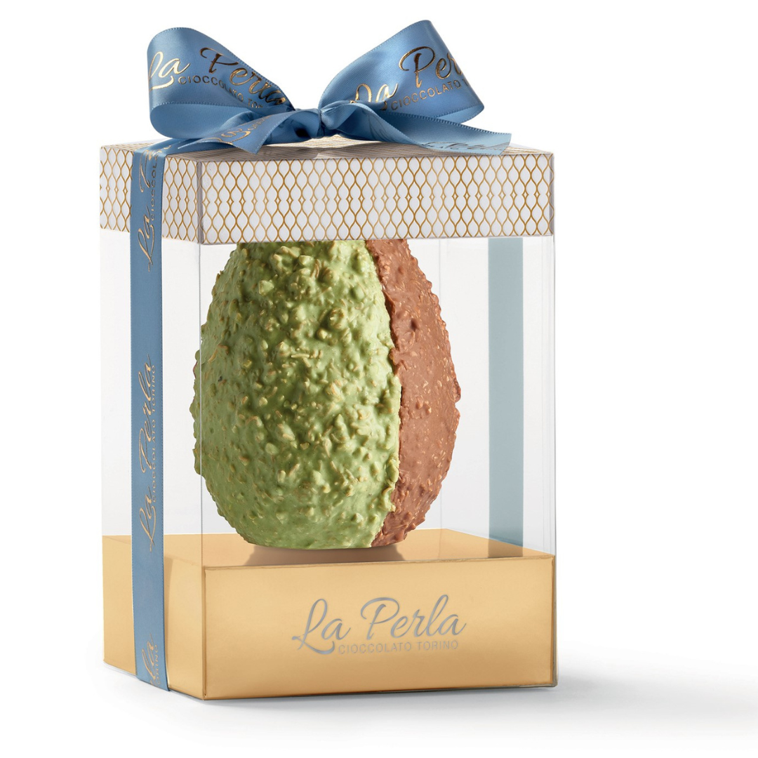Uovo Bicolore al Pistacchio e cioccolato al Latte con pasta Kataifi "La Perla" 220g