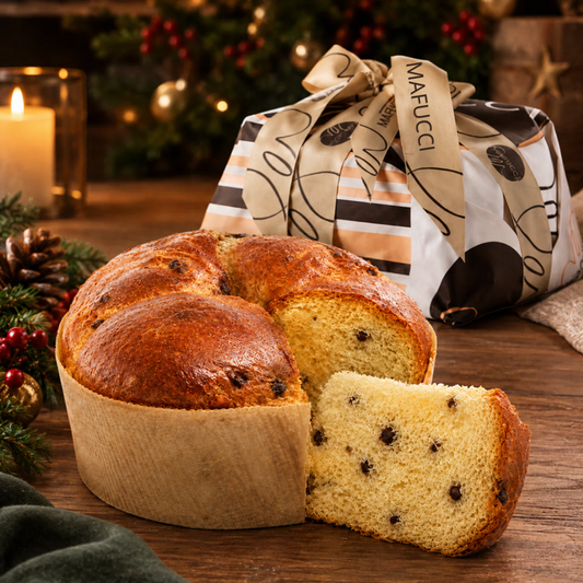 Panettone Basso ai 3 Cioccolati "Mafucci" Incartato a mano 750g