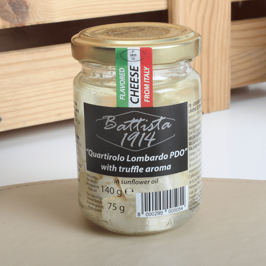 Quartirolo Lombardo DOP in oil with Arrigoni Truffle 140g