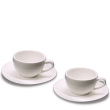 Load image into Gallery viewer, Set of 2 Puff&quot;Guinigi Home&quot;porcelain cups with saucer
