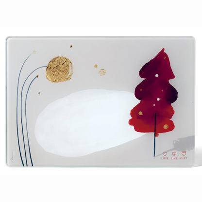 Timere in tempered red graphic and gold "Guinigi Home" glass