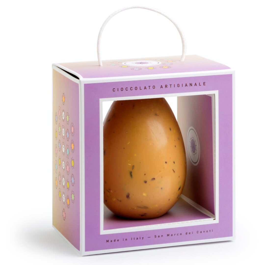 Uovo Artigianale al Caramello, Pistacchio e Sale Marino Decorato a mano “Autore” 250g