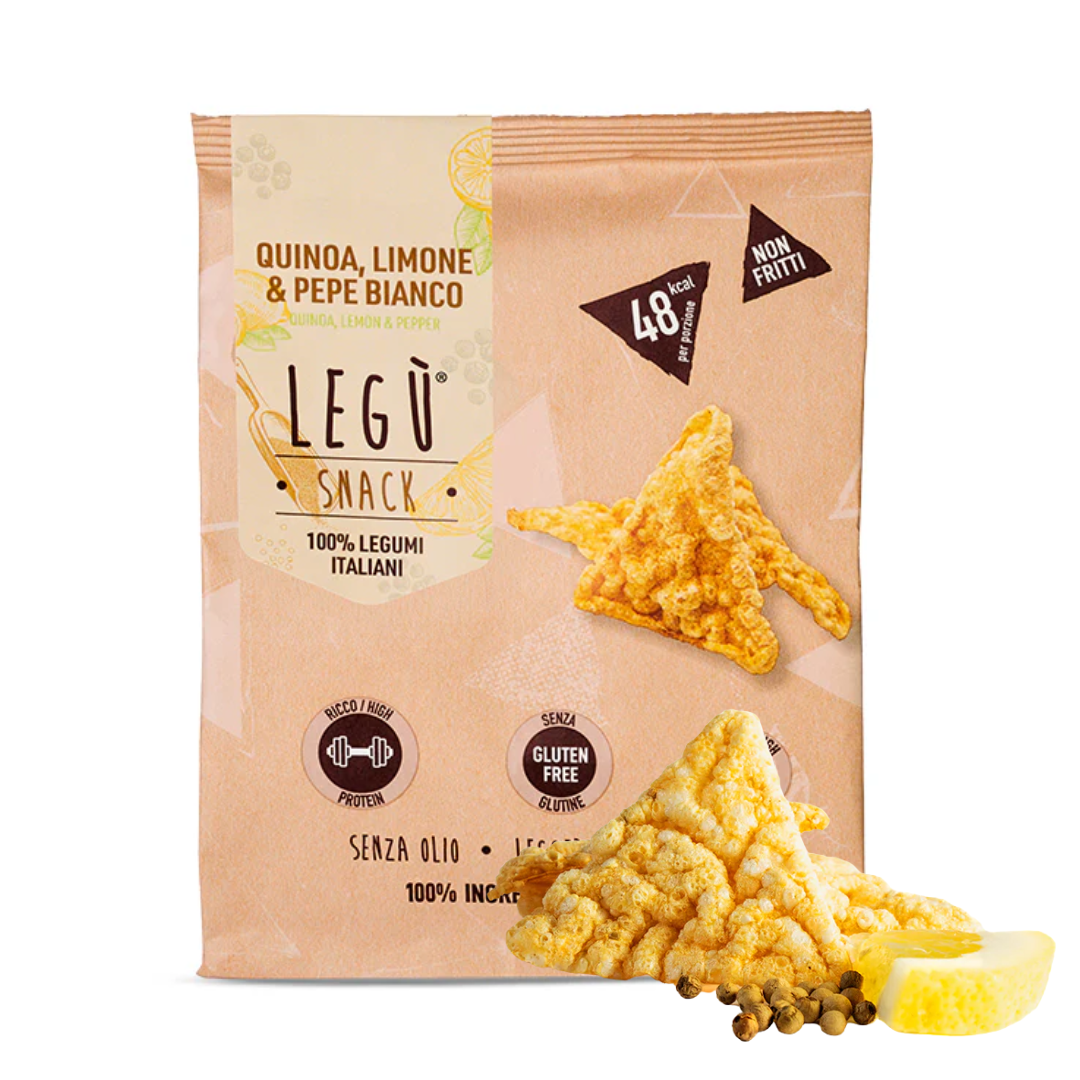 Triangoli Snack di Legumi con Quinoa, Limone e Pepe Bianco Senza Glutine "Legù" 40g