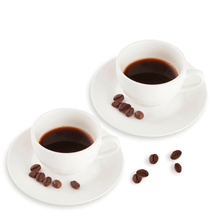 Load image into Gallery viewer, Set of 2 Puff&quot;Guinigi Home&quot;porcelain cups with saucer
