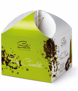 Panettone basso Pere & Cioccolato ricetta artigianale "Satri" in scatola "Corolla"