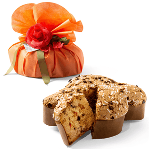 Colomba de Pascua con Chocolate y Naranja"Mafucci"Caja de regalo Naranja con decoración Floral