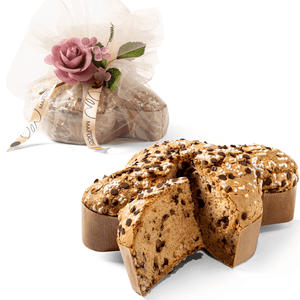 Easter Colomba with Chocolate"Mafucci"Transparent and pink packaging