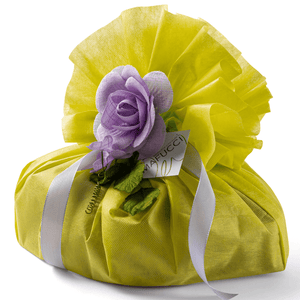„Mafucci“ klassischer Colomba, handverpackt mit Fluo Yellow TNT und Blumendekoration, handwerklicher Verarbeitung und Mutterhefe