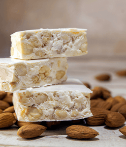Soft nougat with 50% of"Satri"almonds handcrafted