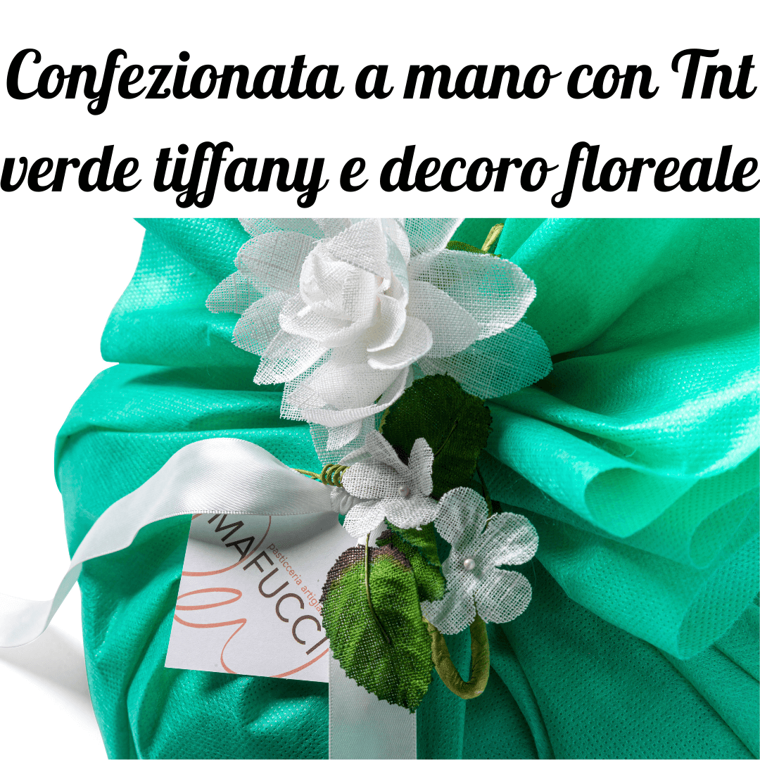 Colomba Classica ricetta artigianale confezionata a mano con tnt Verde tiffany "Mafucci" - ricoperta con Glassa alle Nocciole