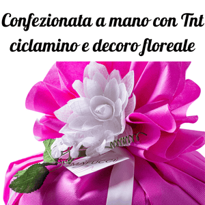 „Mafucci“ klassischer Colomba, handverpackt mit Alpenveilchen TNT und Blumendekoration, mit handwerklicher Verarbeitung und Mutterhefe