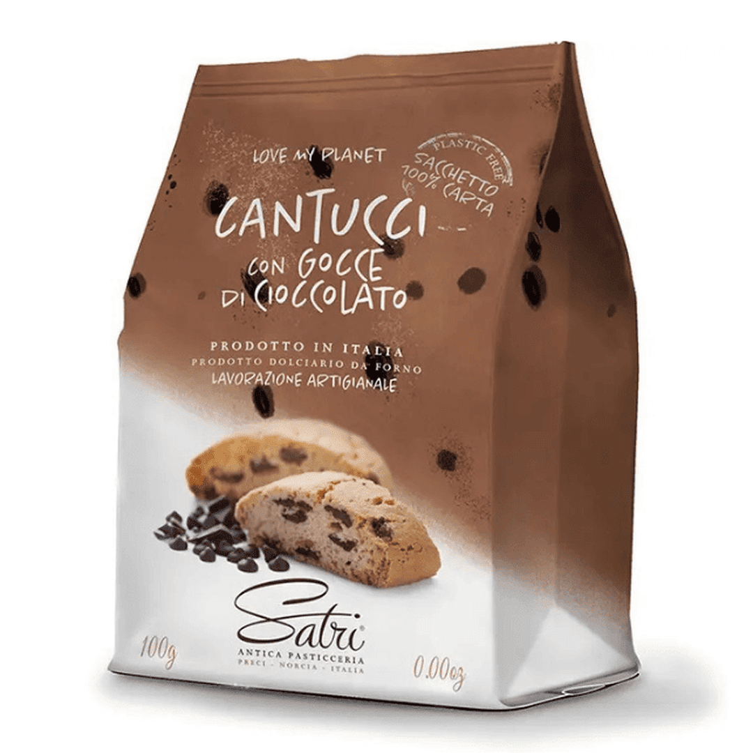 Cantucci con Gocce di Cioccolato in Sacchetto 100% Plastic free Satri 100g