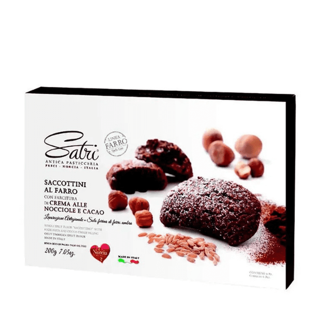 Saccottini al Farro con crema alla Nocciola e Cacao in scatola regalo Satri 200g