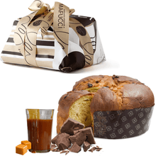 Load image into Gallery viewer, Low Panettone Salted Caramel &amp; Chocolate&quot;Mafucci&quot;wrapped by hand

